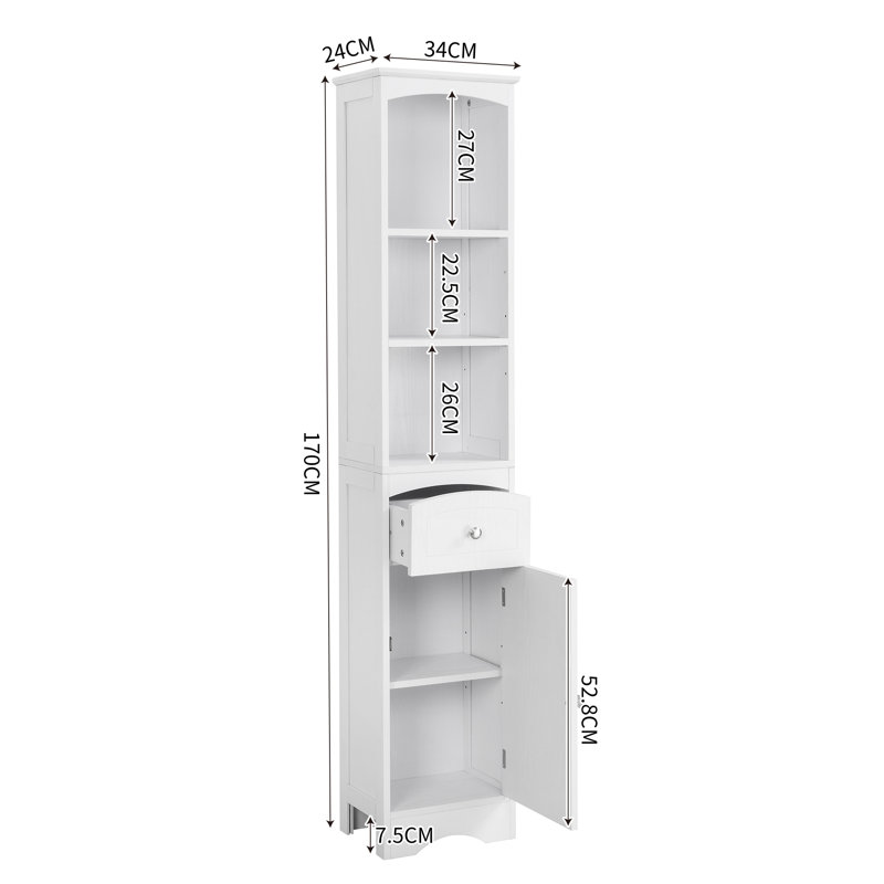 Freestanding Linen Cabinet, White