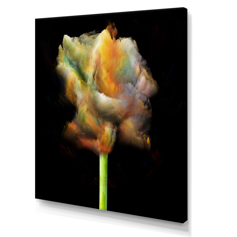 «Blooming Multicolor Fractal Flower», art mural moderne sur toile, H 12 po x l 8 po x P 1 po, Toile tendue