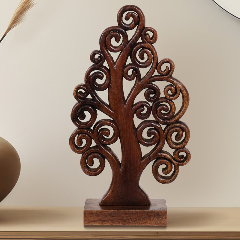 Mccaullie Tree of Life Wooden Sculpture with Intricate Carvings for Rustic and Modern Home Decor