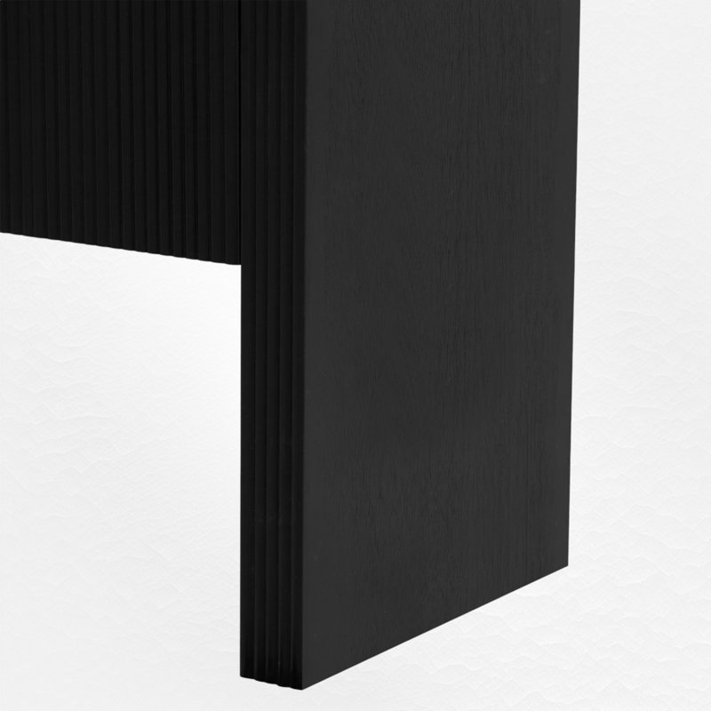 Buffet long cannelé à 4 portes 62,23 po Novay, Noir, noir, noir, noir