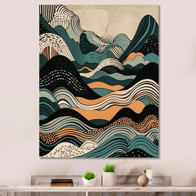 «Teal Black Line Art Elegance II», reproduction sur toile