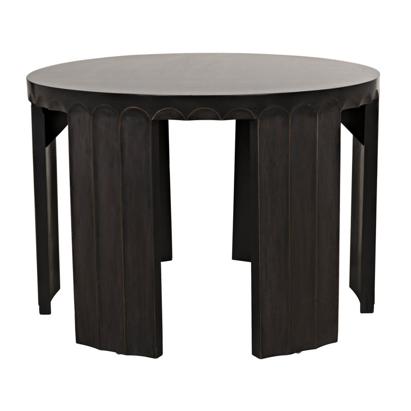Table de bout cannelée en bois massif à 6 pieds