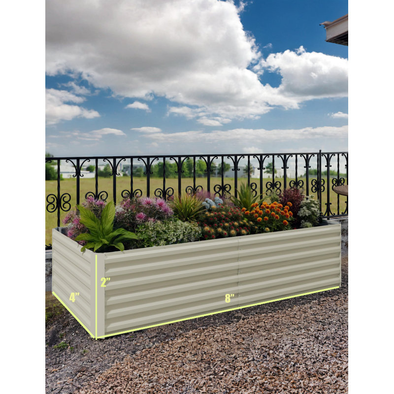 Ensemble de 2 jardin surélevé en acier - grande boîte rectangulaire à fleurs profondes pour légumes, fleurs et herbes - 8 pi x 4 pi 2 pi - Assemblage facile (beige)