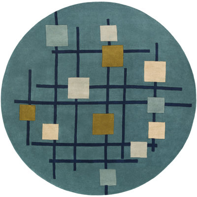 Tapis en laine touffeté à la main à motif géométrique Ayeln