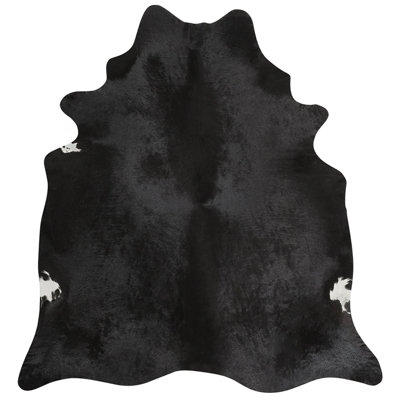 Black cowhide rug - genuine leather rug