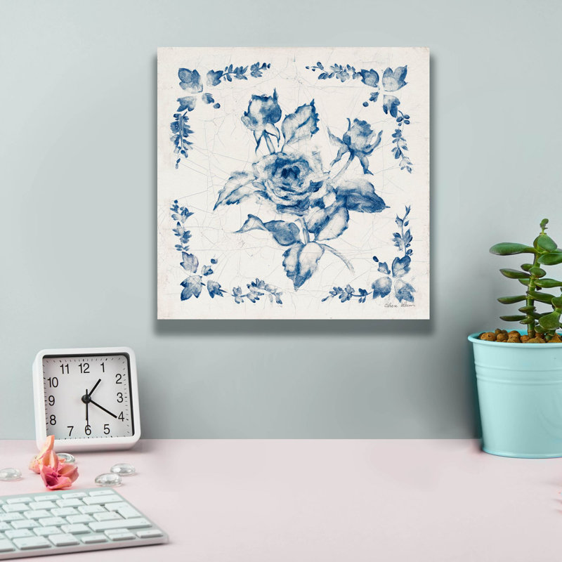 «Suédois tuile 2 bleu» par Cheri Blum, art mural sur toile, H 12 po x l 12 po x P 0,75 po