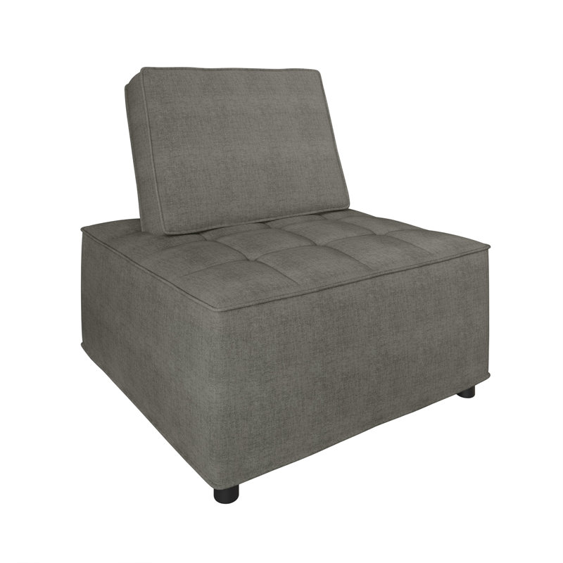 Lancy Linen Tufted Square Accent Chair, Gray