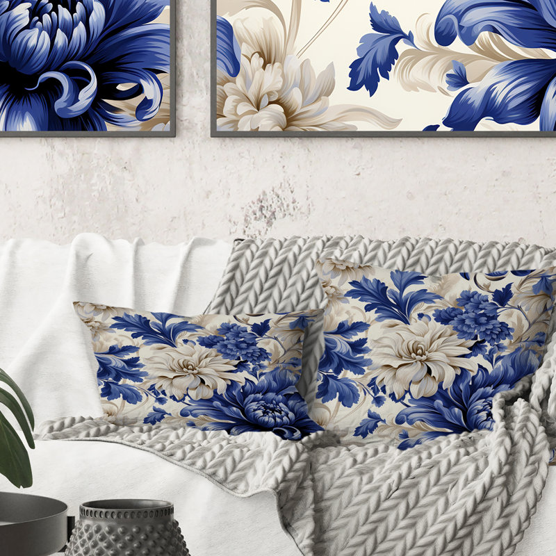 Coussin Cobalt Blue Brocade Victorian