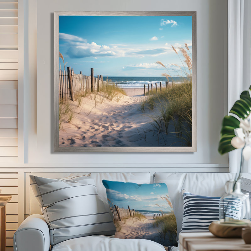 Chemin vers la plage IV - Art mural nautique et plage, salon, Toile tendue, H 36 po x l 36 po x P 1,5 po