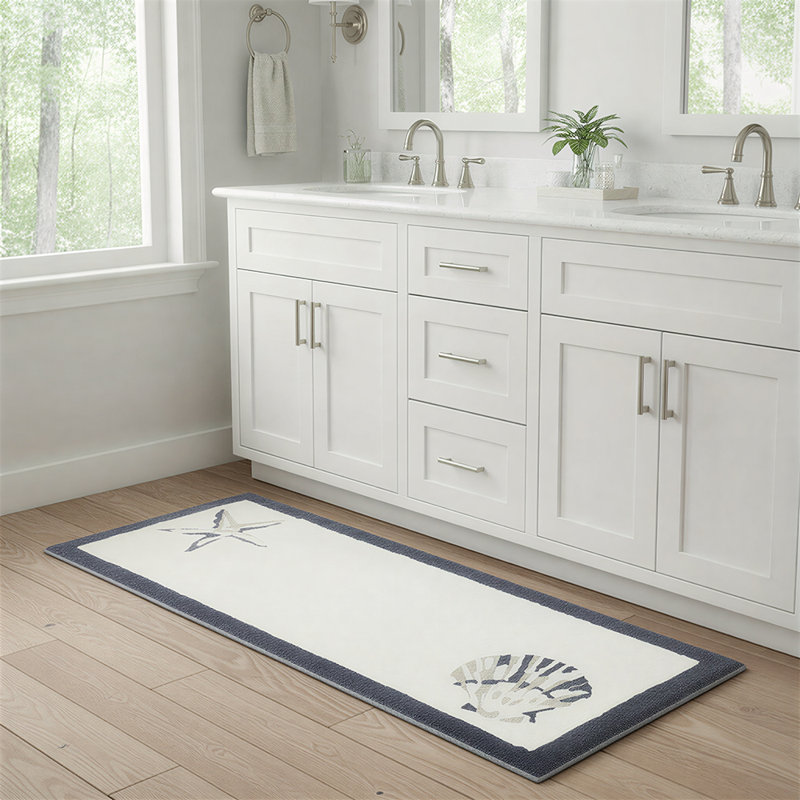 Long tapis de bain rectangulaire 100% coton