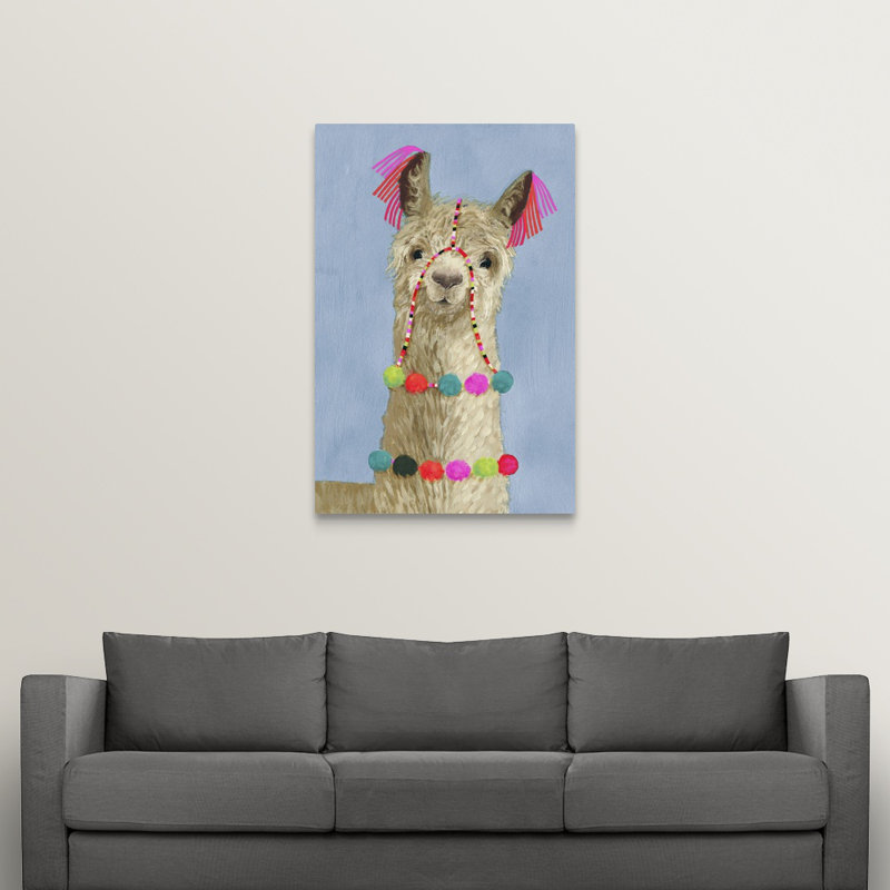 Novogratz « pom pom llama iii », reproduction d’art encadrée, H 30 po x l 20 po x P 1,25 po, Toile tendue