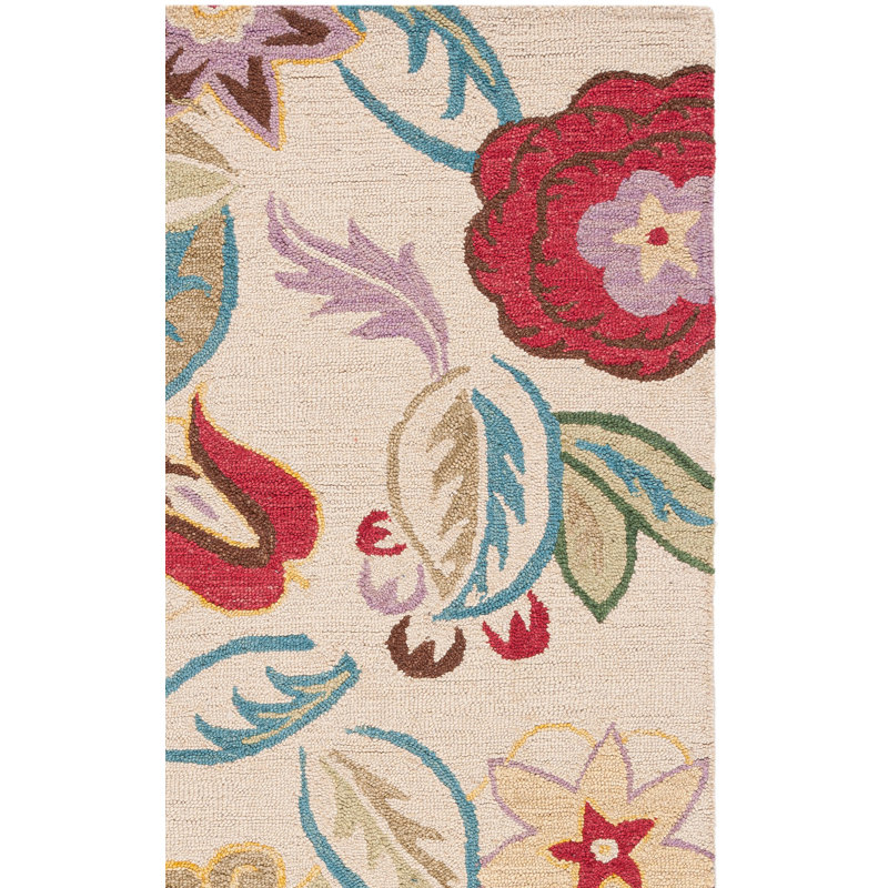 Tapis floral en laine crocheté à la main Emrick, Rectangle 8 pi 9 po x 12 pi