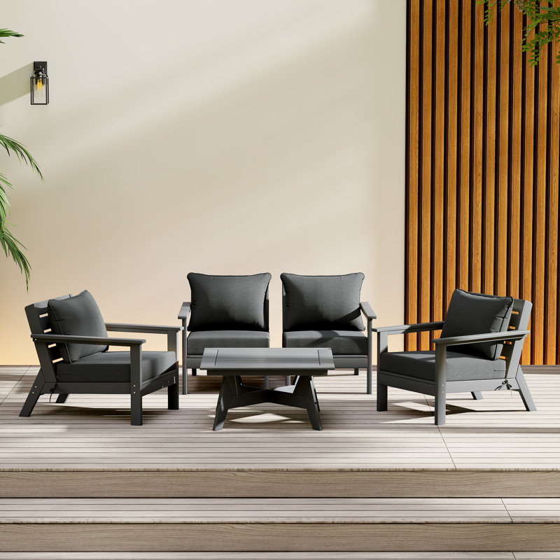 5-Piece Deep Seating Set, Gray, Gray