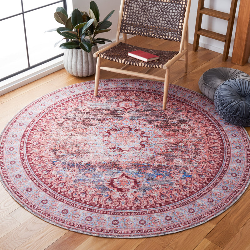 Hallel Performance Machine Washable Oriental Rug, Round 6'7"