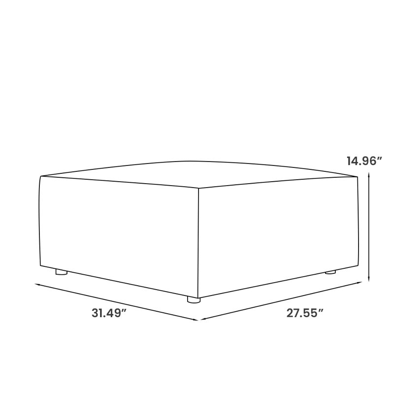 Minimalist Green Modular Sofa--Ottoman, Green