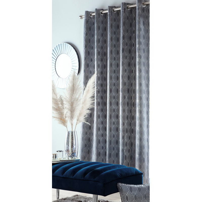 Spiller Room Darkening Curtain Pair, 117 W x 183 D cm, Silver