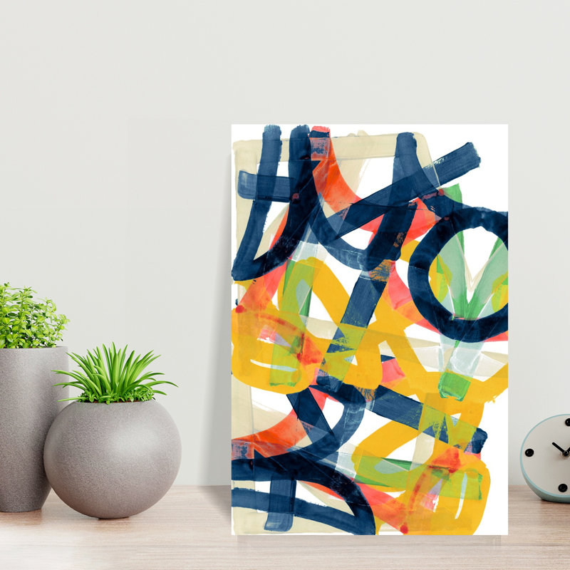 Art contemporain abstrait géométrique audacieux, H 18 po x l 12 po