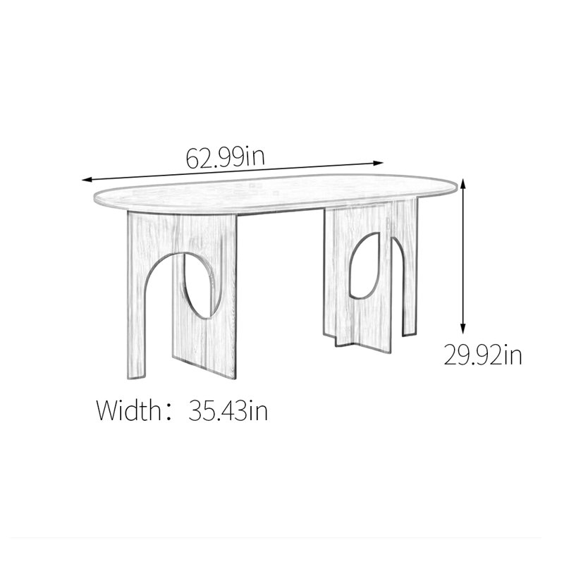 Solid wood multi-layer board dining table, 29.92"H x 62.99"L x 35.43"W