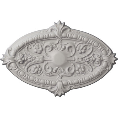 Endurathane Marcella Ceiling Medallion, 26 3/8"W x 17 1/4"H x 1 3/4"P (Fits Canopies up to 3"), Hand-Painted Ultra Pure White Finish