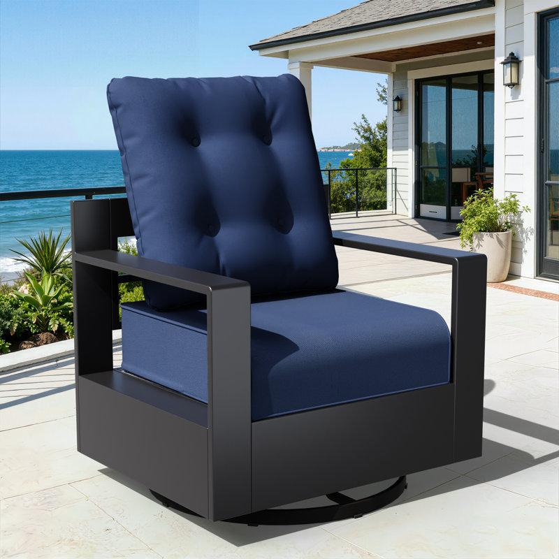 Adwin Outdoor 6" Deep Seat Olefin Cushion Set with Water & UV Resistant Cover (Cushions Only), Blue, 4