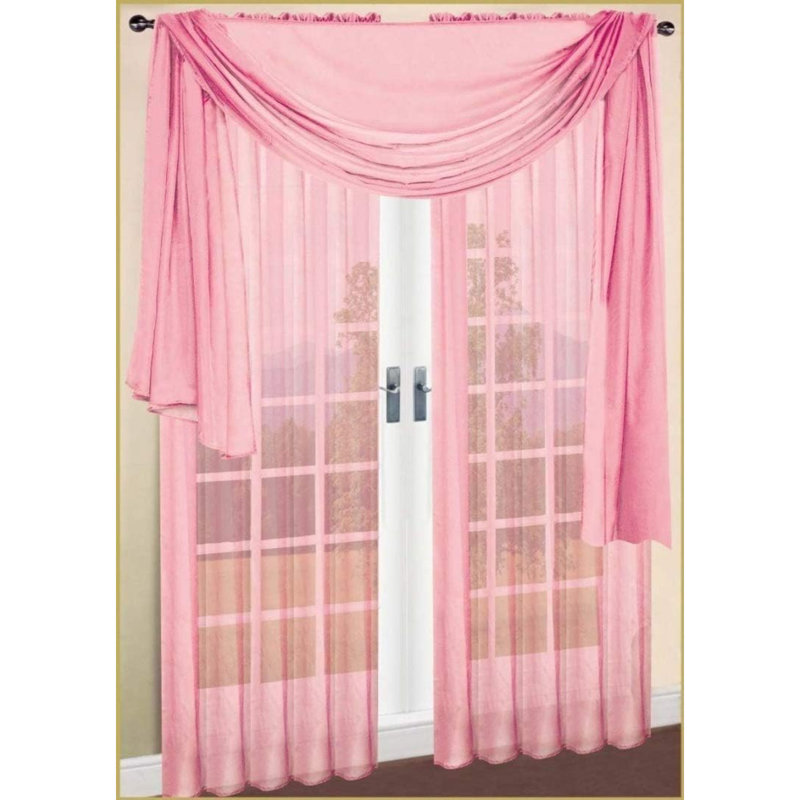 Sheer Window Scarf Single Panel, Pink