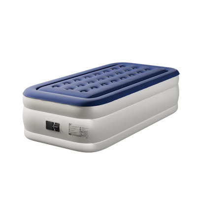 Blue & White Air Mattress With Built-In Pump Comfort Blow Up Mattress