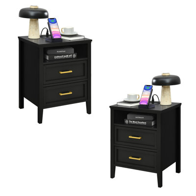 Stanley Set Of 2 Nightstand With Charging Station