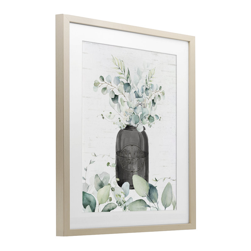 «Soap Jar & Eucalyptus», reproduction encadrée sous verre, lettrée et doublée, H 16 po x l 13 po, Cadre de récolte en pin