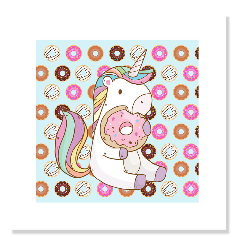 Donut Unicorn Wall Decal, 16" H x 16" W x 1" D, Paper