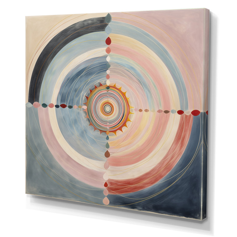 Serendipity In Retro Pink Pastel - Abstract Spirals, art mural sur toile, H 36 po x l 36 po x P 1,5 po