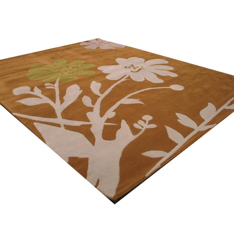Tapis délicat en laine touffeté à la main brun délicat