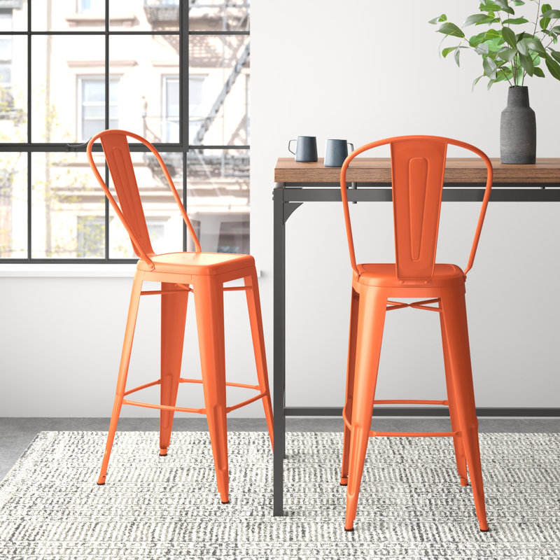 Tabouret de bar galvanisé Iyasia, 30 po, Orange