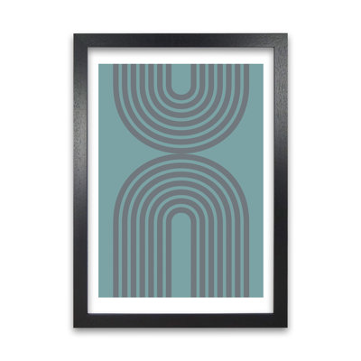 Grey And Blue Modern Rainbow - Print