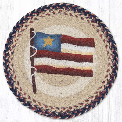  Rustic Primitive Star Flag Round Jute Kitchen Trivet 10"x10"