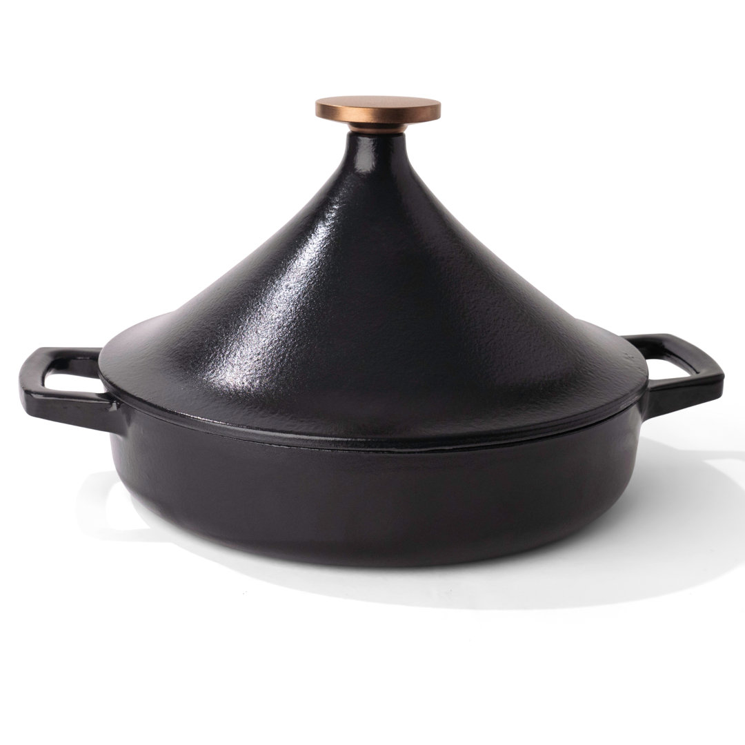 Alva Nori 11" Premium Cast Iron Tagine Pot with Enamel Coating & Cone Lid for Moist Even Cooking Alva