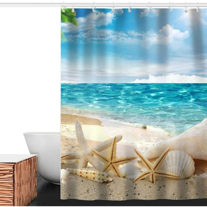 Tissu de rideau de douche Beach