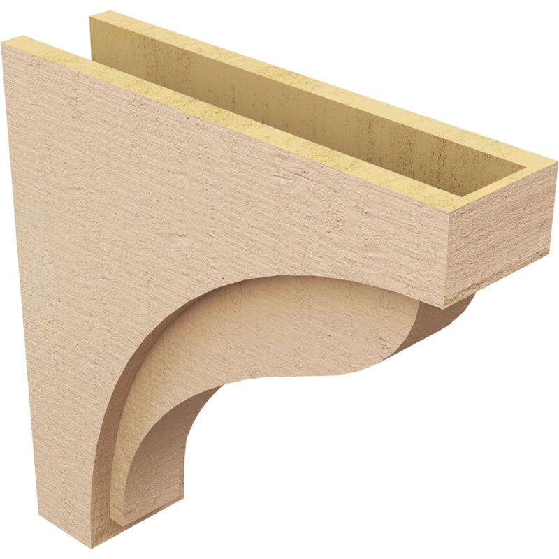 5"W x 20"D x 20"H Helena Rough Cedar Woodgrain TimberThane Corbel, Primed Tan, 20" H x 5" W x 20" D