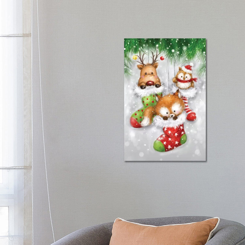 Deer Owl And Fox by MAKIKO - Wrapped Canvas Print, 66.04 cm H x 45.72 cm W x 1.91 cm D