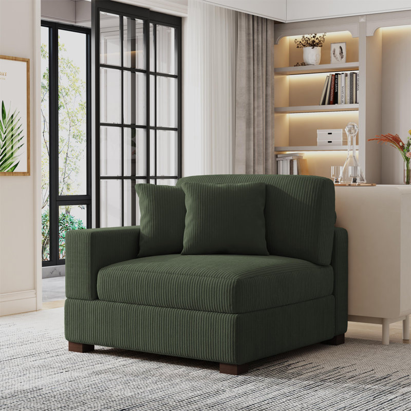 Yalisa Upholstered Armchair, Green Corduroy