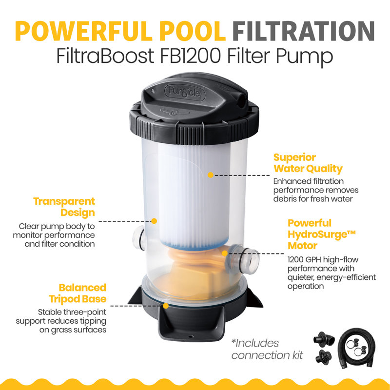 Piscine hors-sol gonflable à anneaux 18 pi x 48 po avec pompe Funsicle, L 216 po x l 216 po x H 48 po, FiltraBoost Pump