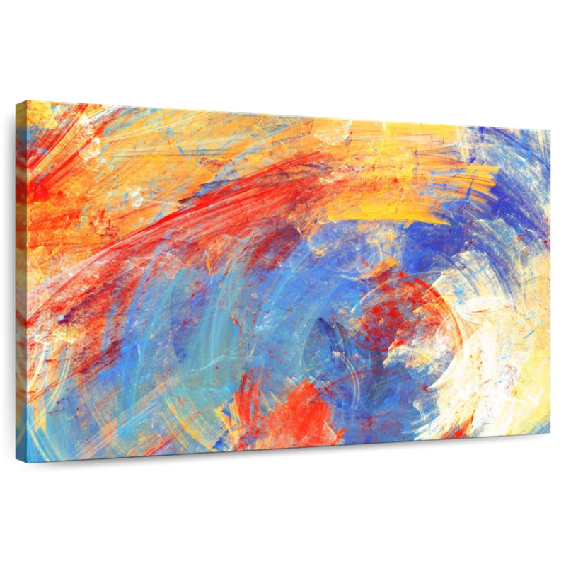 Avery Red Yellow Blue Abstract, 34" H x 51" W