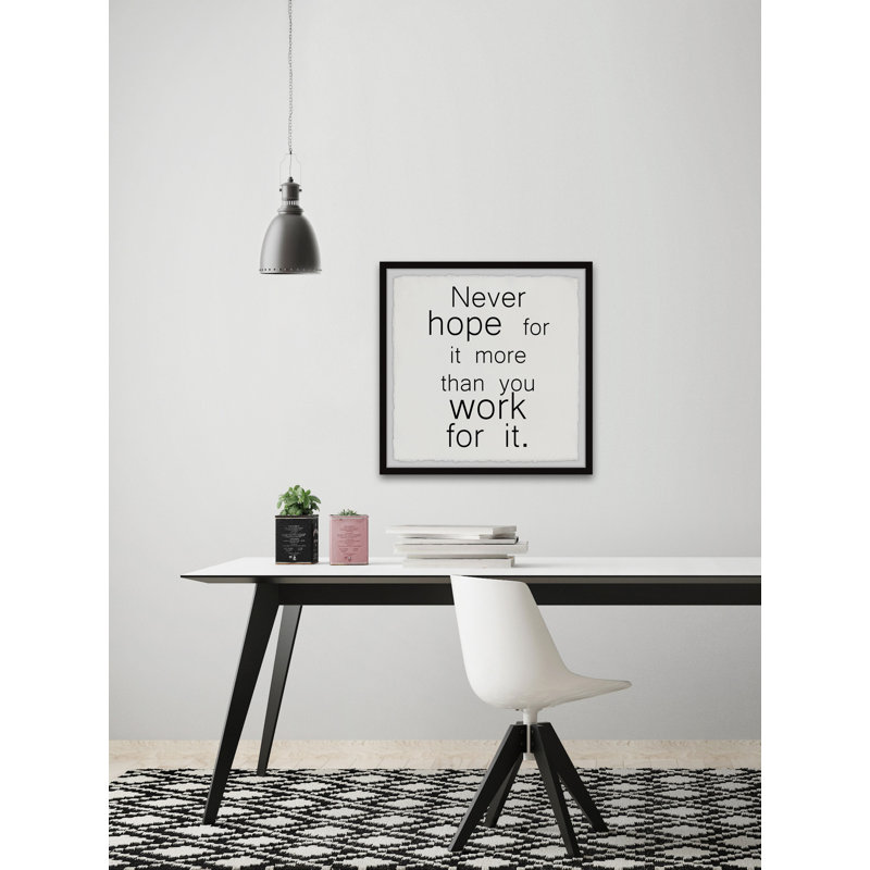 «Work for it IV», reproduction d'art textuel sur papier encadré, H 12 po x l 12 po x P 1,5 po