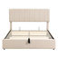 Grand lit rembourré avec housse beige et plateforme de rangement hydraulique pour dessous-93574279-93574276