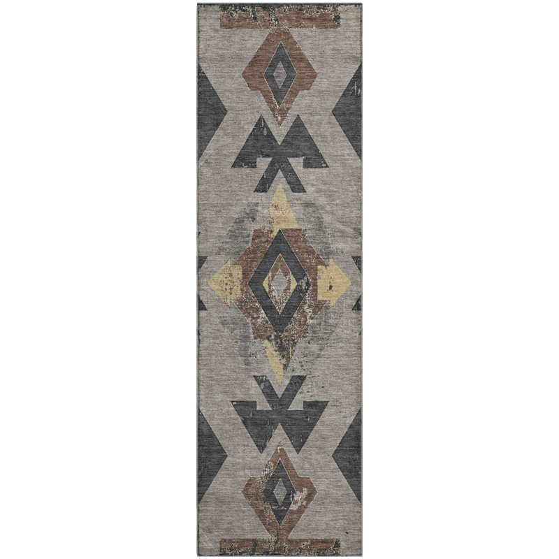 Premium Machine Washable Fairwood AMF1882 Aztec Rug, Runner 2'3" x 7'6"