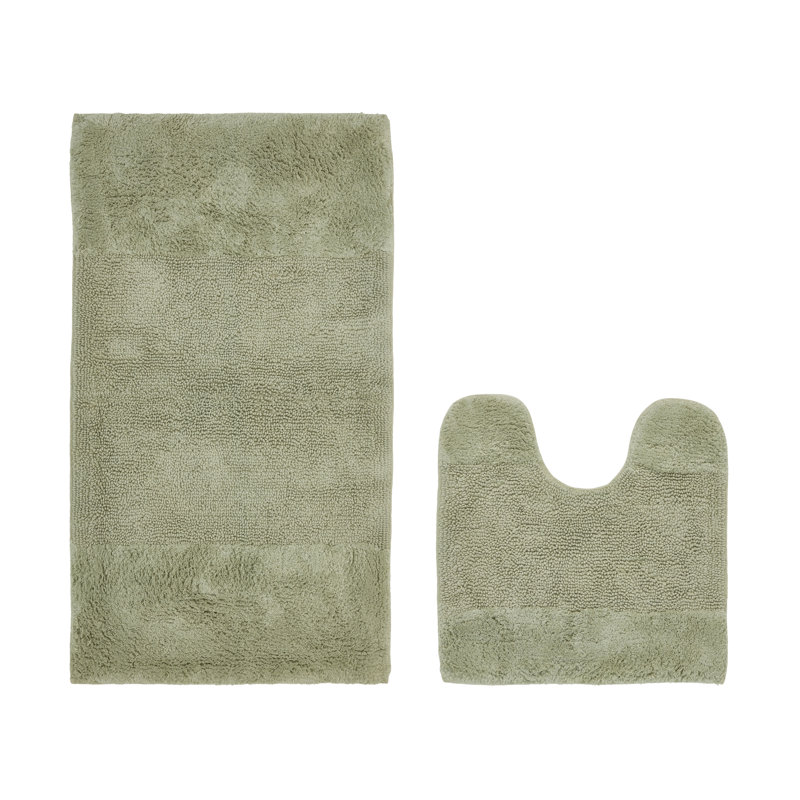 Makaylynn Premium 100% Cotton 2155 GSM 2-Piece Bath Rug Set, OEKO-TEX® Certified, Non-Slip Spray Latex Backing, Plush Tufted, Super Absorbent, Machine Washable Bathroom Rugs, Sage