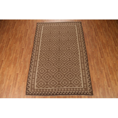 Brown Wool Kilim Tribal Area Rug 5x10