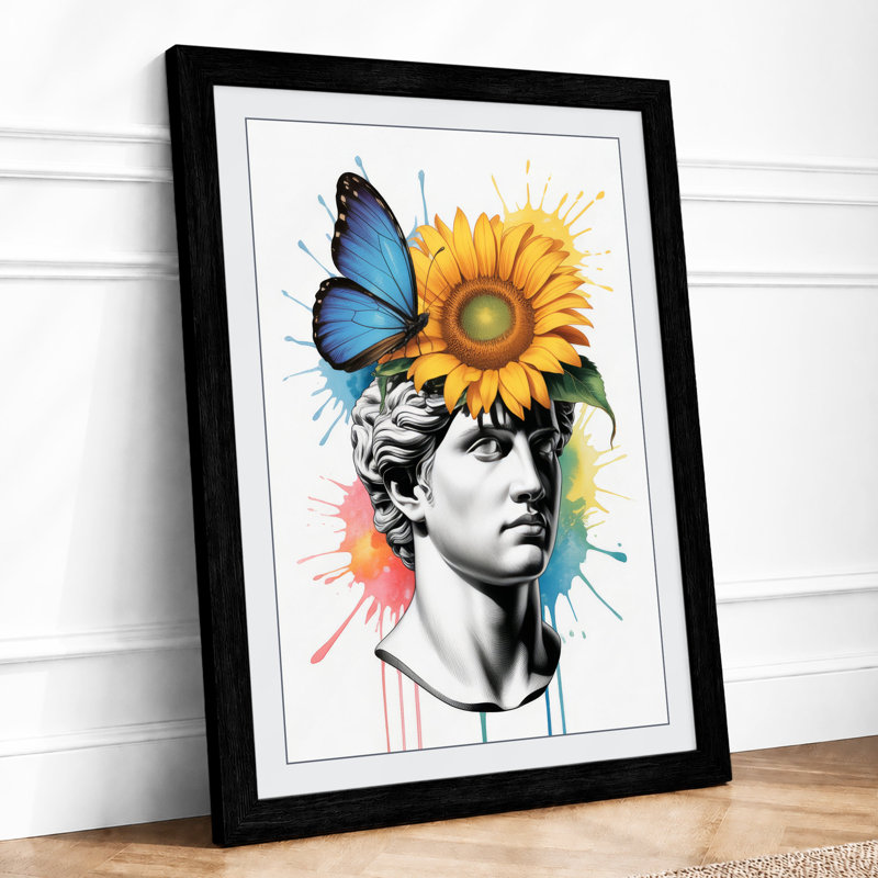 Crowned in Sunflower Eclectic - Framed Print, A2 - 59.4 x 42.0 cm, Black