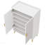 Armoire à chaussures 29,6 po en bois blanc et or avec portes, range-chaussures à 7 niveaux