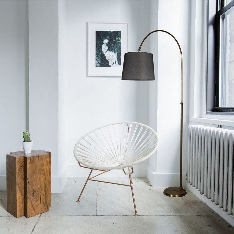 Tadeo 200 H cm Arched Floor Lamp, Black, Bass Gold
