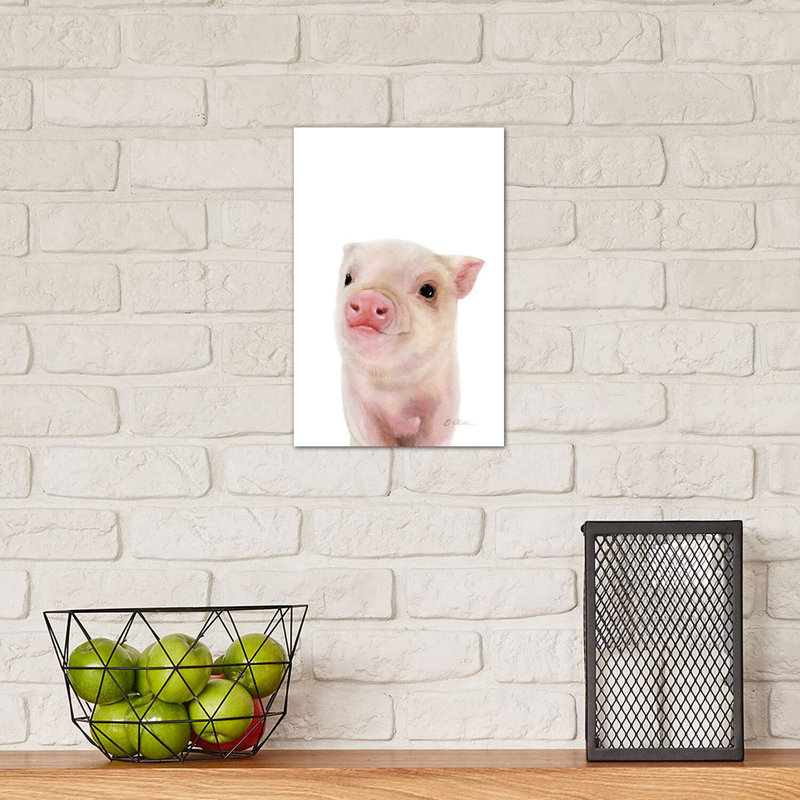 Baby Pig 1 Piece Wrapped Canvas Painting, 20.32 cm H x 30.48 cm W